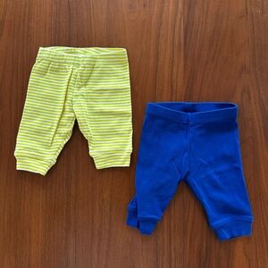 Primary Baby Leggings Set - Striped Yellow & Solid Royal Blue size newborn